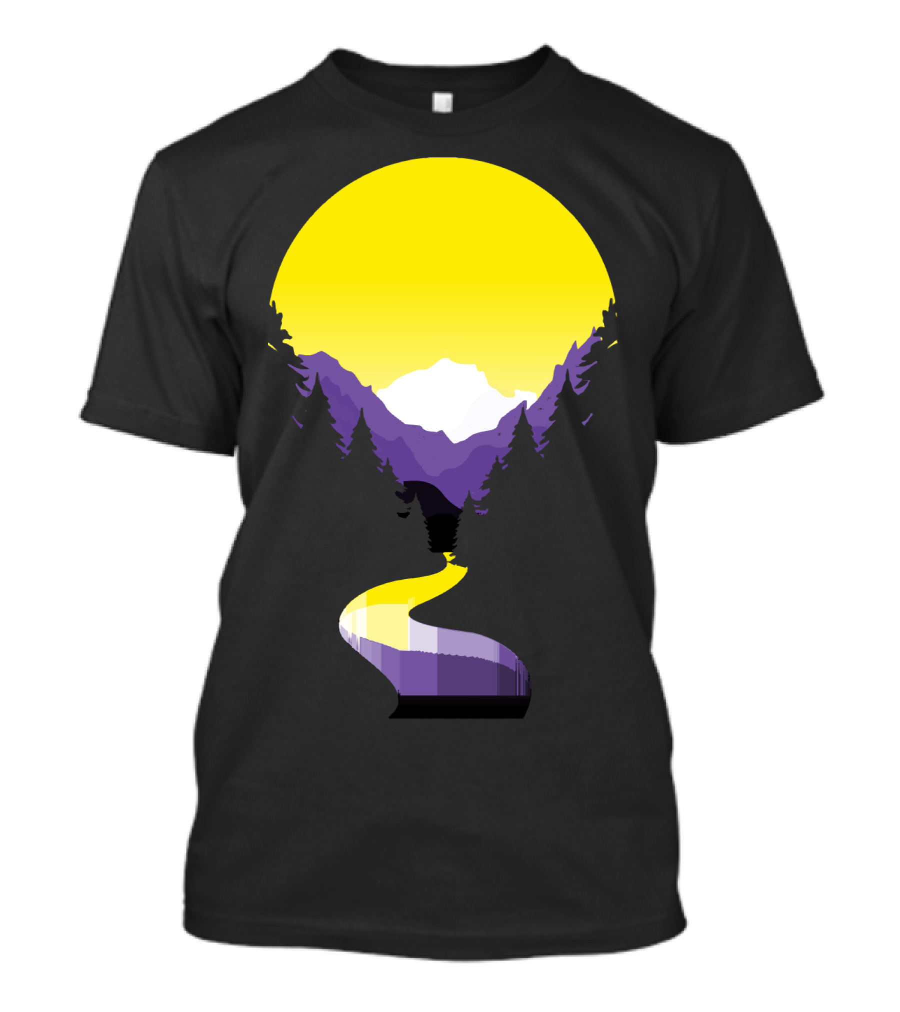 Non Binary Pride Sunset Mountain Landscape T-Shirt