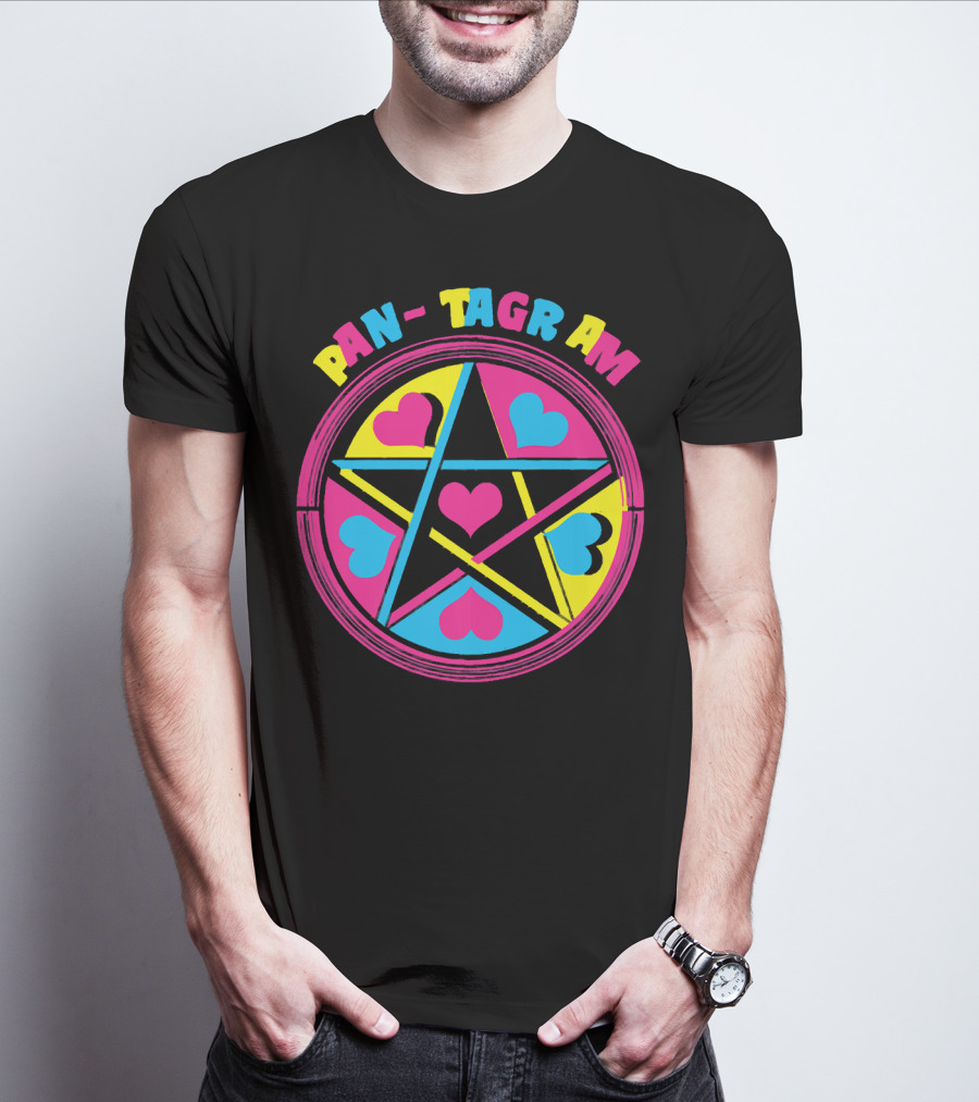 PAN-TAGRAM Hearts And Pentagram Retro T-Shirt