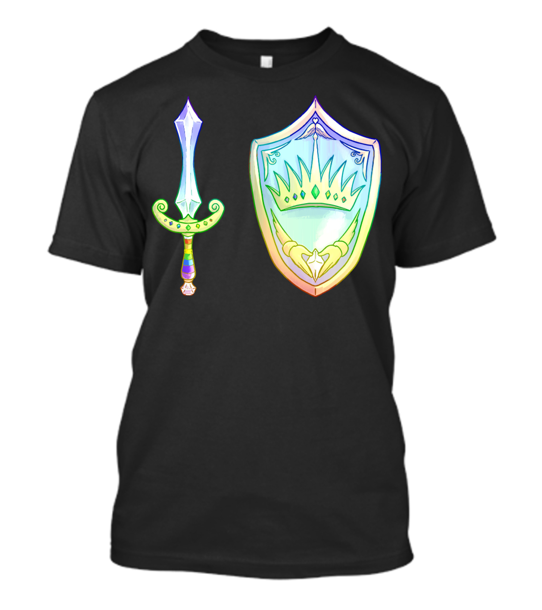 Rainbow Armory Crystal Sword Shield Crown T-Shirt