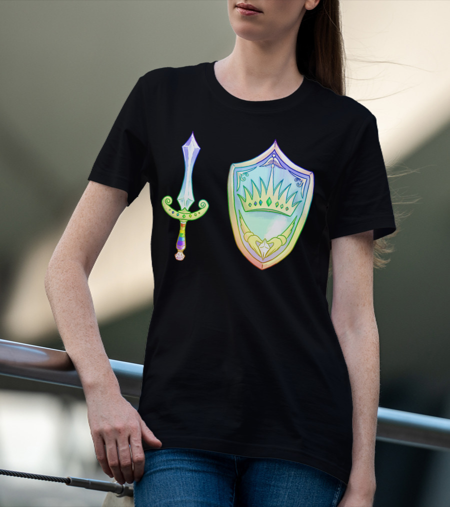 Rainbow Armory Crystal Sword Shield Crown T-Shirt