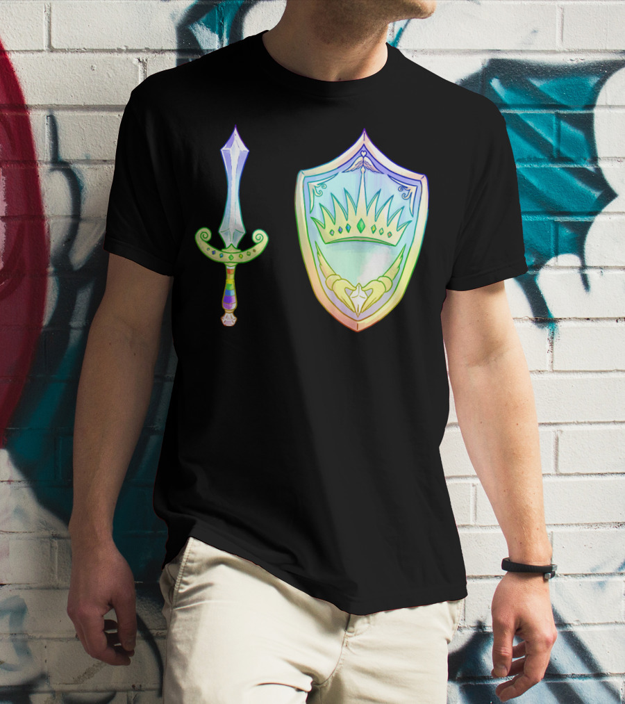 Rainbow Armory Crystal Sword Shield Crown T-Shirt
