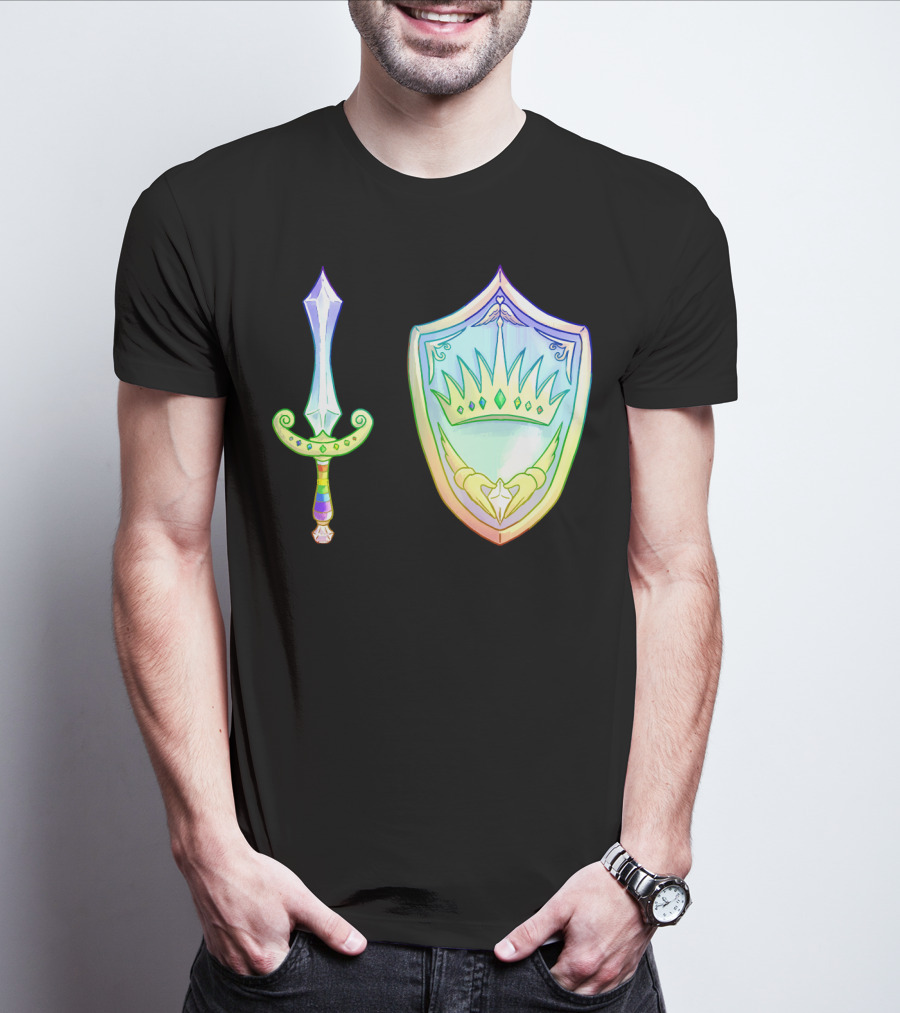 Rainbow Armory Crystal Sword Shield Crown T-Shirt