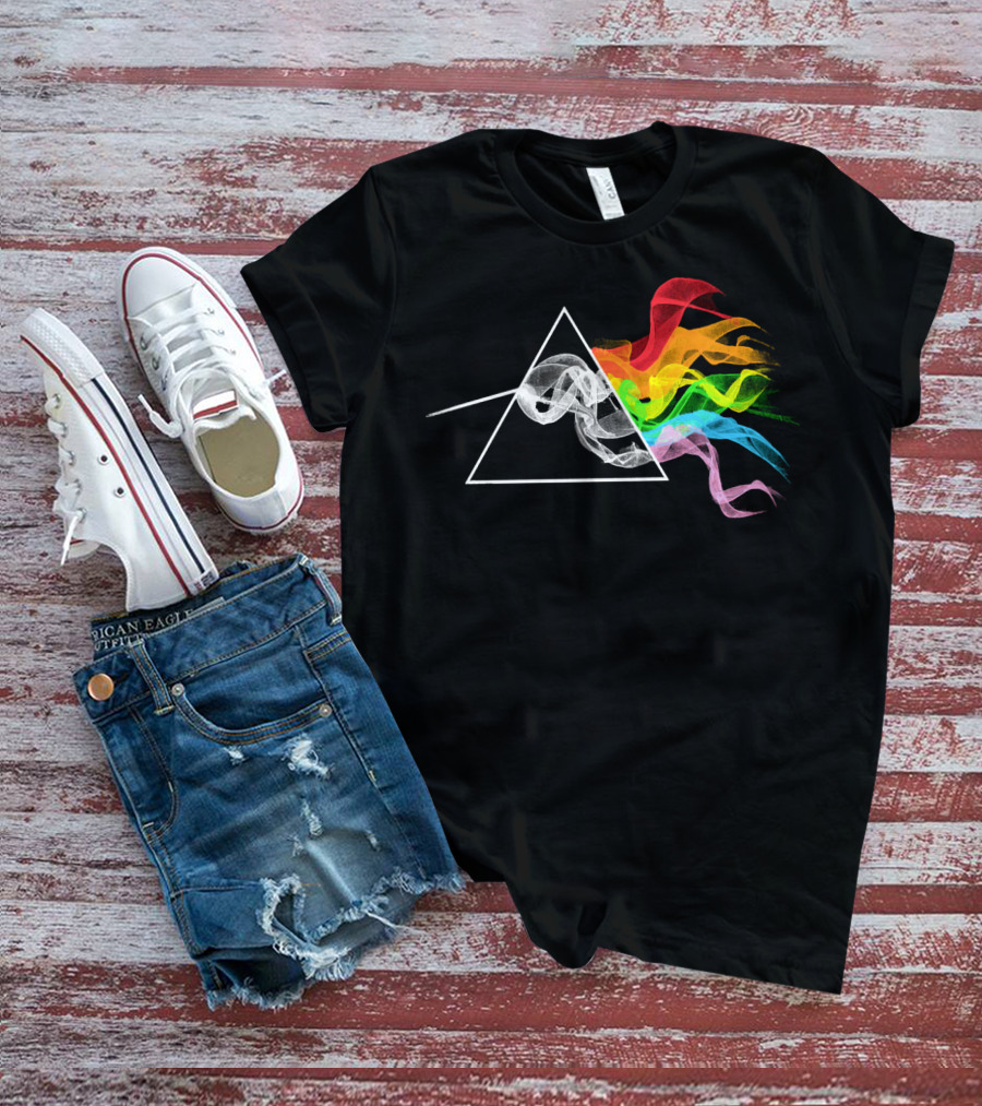SMOKING DARK SIDE OF THE MOON PRISM RAINBOW SMOKE T-Shirt