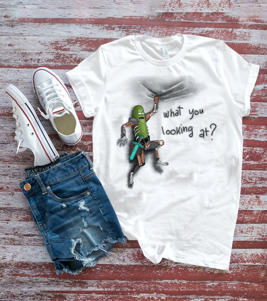 What You Looking At Pickle Rick Adventure T-Shirt