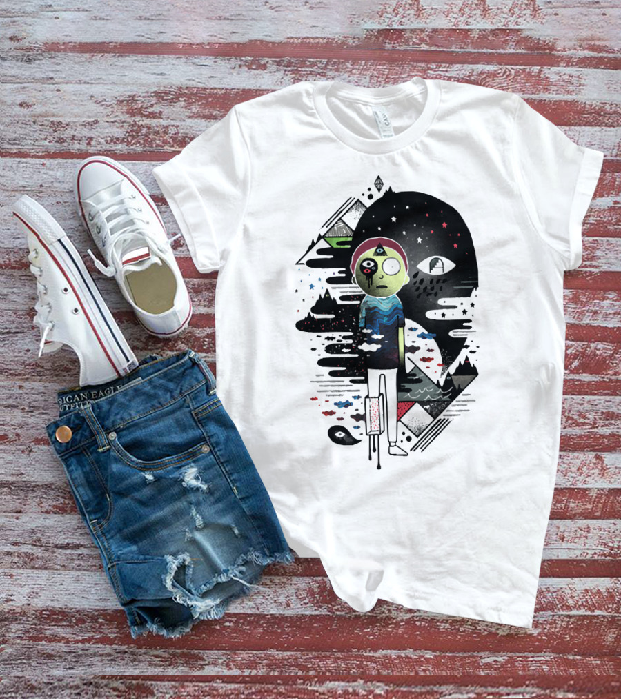 Inner Dimensional Morty Surreal Cosmic Exploration With Third Eye And Galaxy Elements T-Shirt