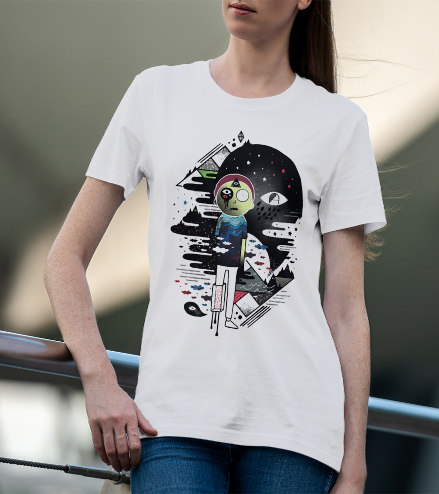 Inner Dimensional Morty Surreal Cosmic Exploration With Third Eye And Galaxy Elements T-Shirt