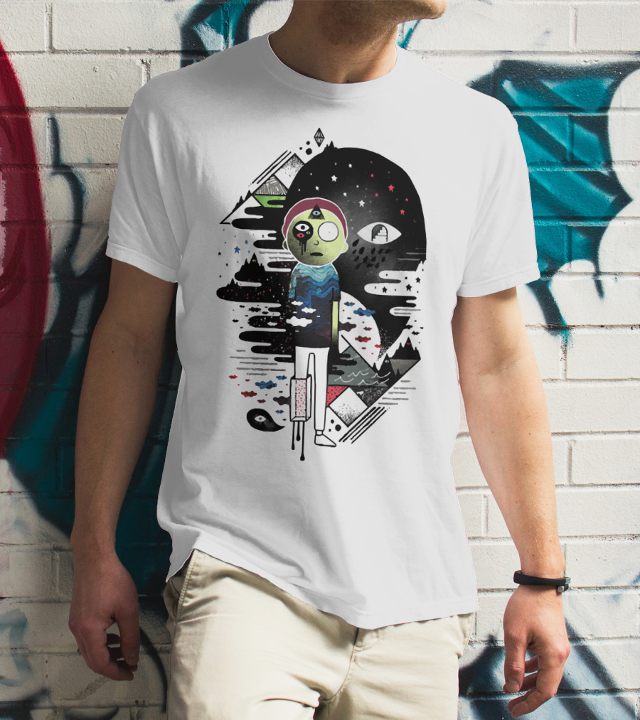 Inner Dimensional Morty Surreal Cosmic Exploration With Third Eye And Galaxy Elements T-Shirt