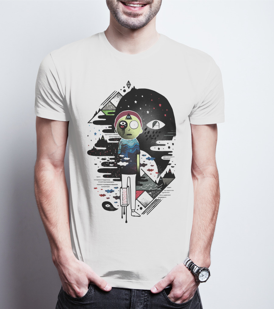 Inner Dimensional Morty Surreal Cosmic Exploration With Third Eye And Galaxy Elements T-Shirt