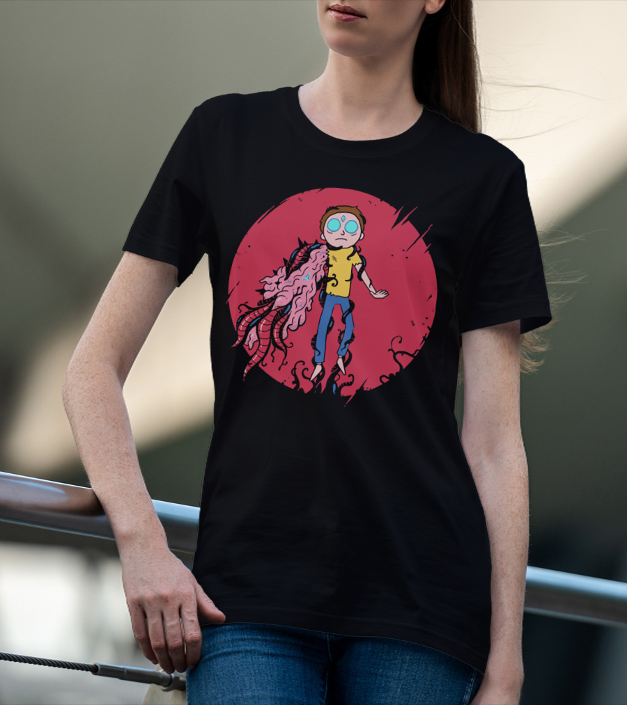 Anime Morty Tentacle Transformation Red Circle Background T-Shirt
