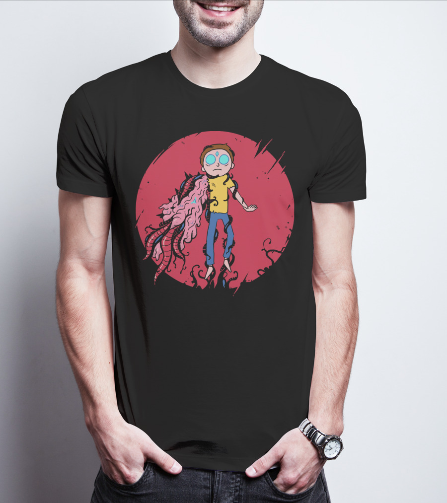 Anime Morty Tentacle Transformation Red Circle Background T-Shirt