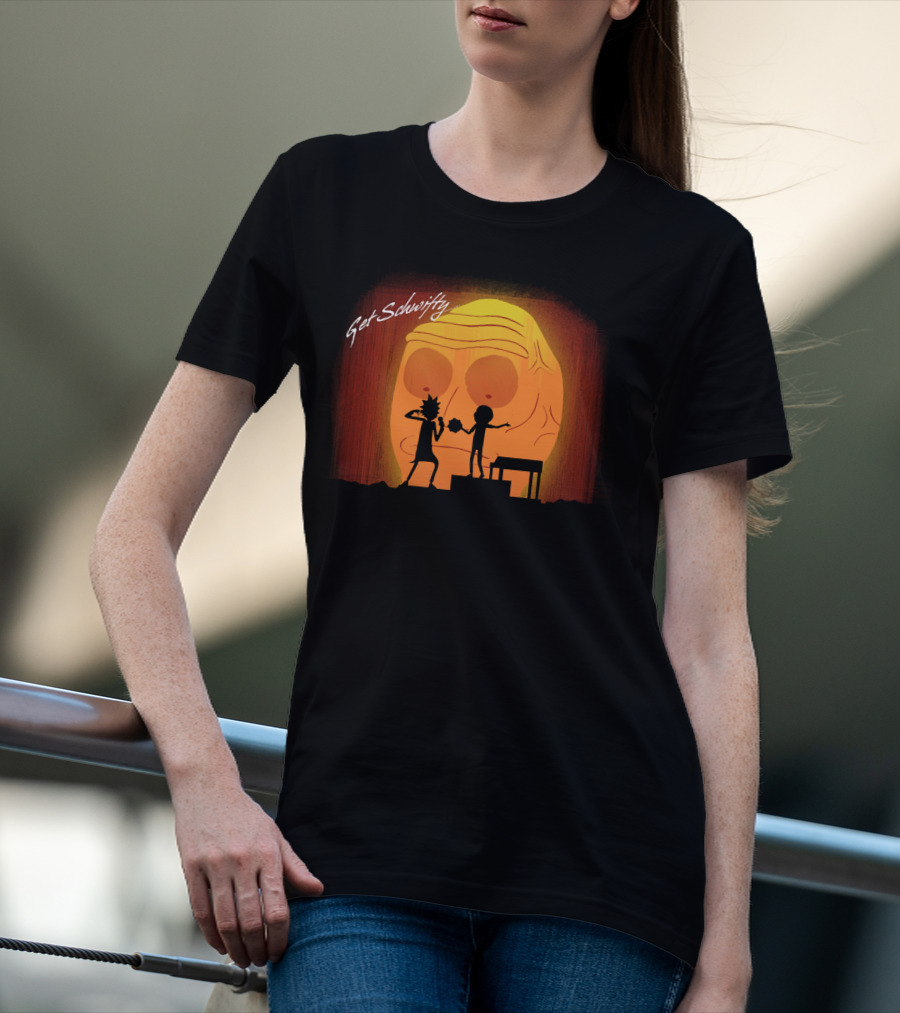 Get Schwifty Rick And Morty Concert Silhouette Against Giant Head T-Shirt