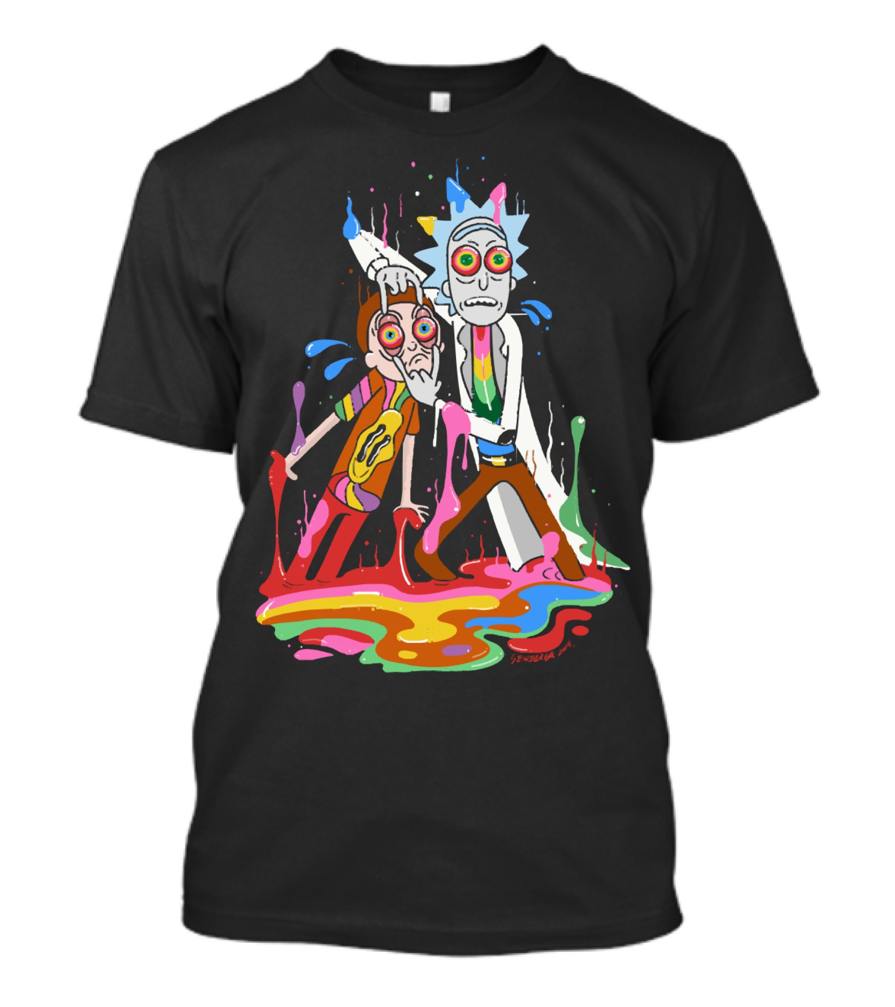 Rick Morty Tripp Psychedelic Adventure With Colorful Melting Portal T-Shirt