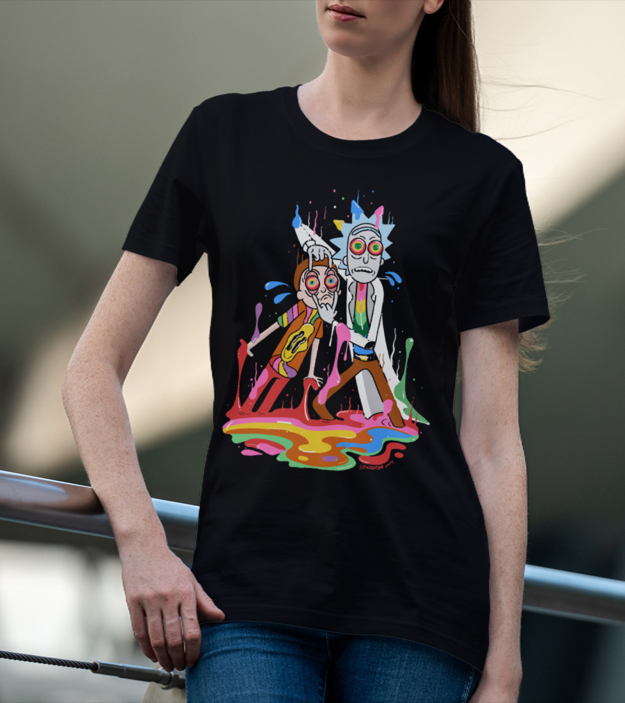 Rick Morty Tripp Psychedelic Adventure With Colorful Melting Portal T-Shirt