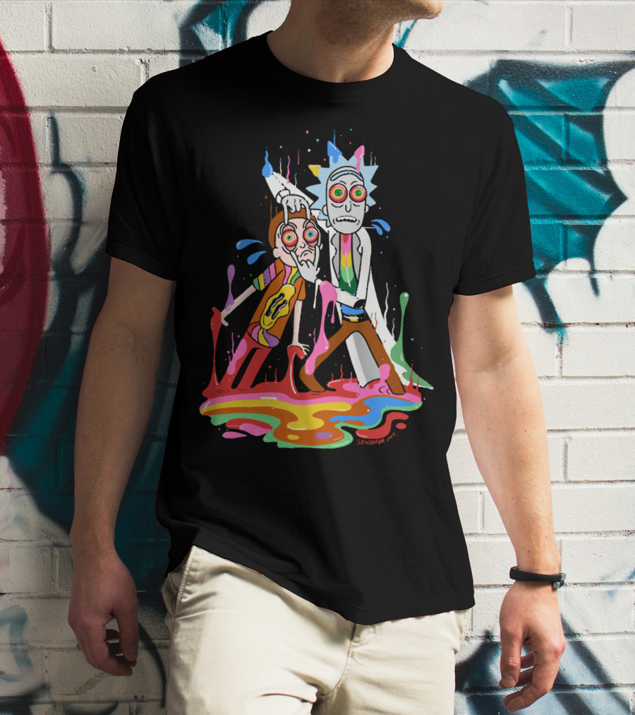 Rick Morty Tripp Psychedelic Adventure With Colorful Melting Portal T-Shirt