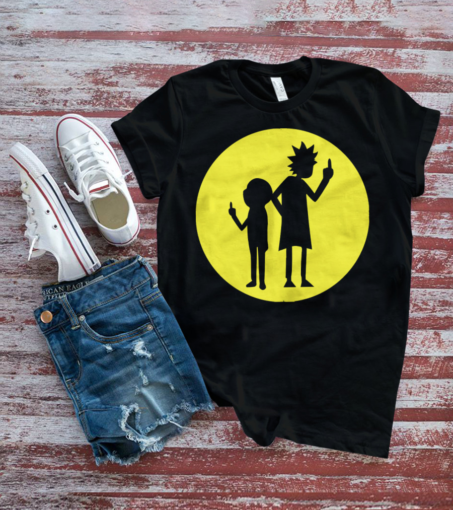 Rick And Morty Silhouette Circle Middle Finger T-Shirt