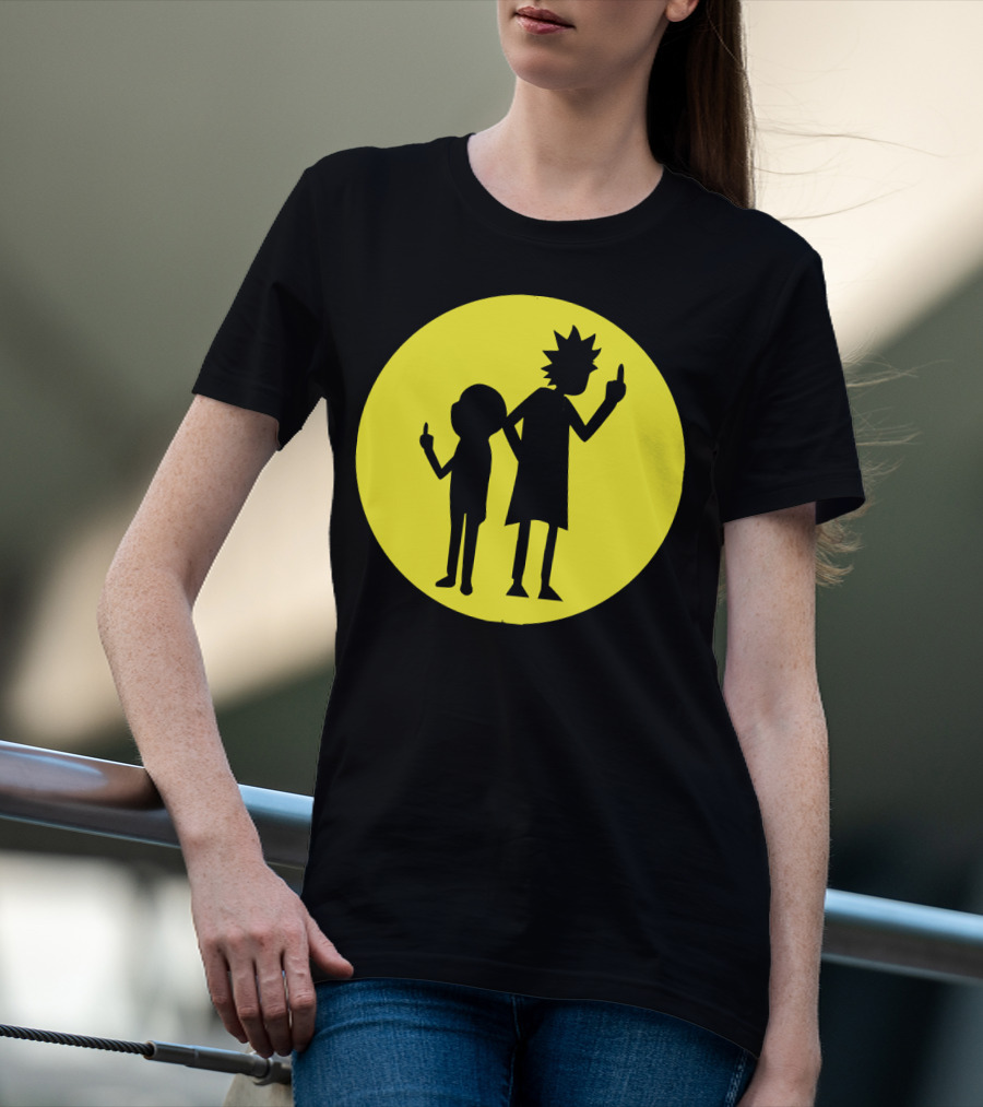 Rick And Morty Silhouette Circle Middle Finger T-Shirt