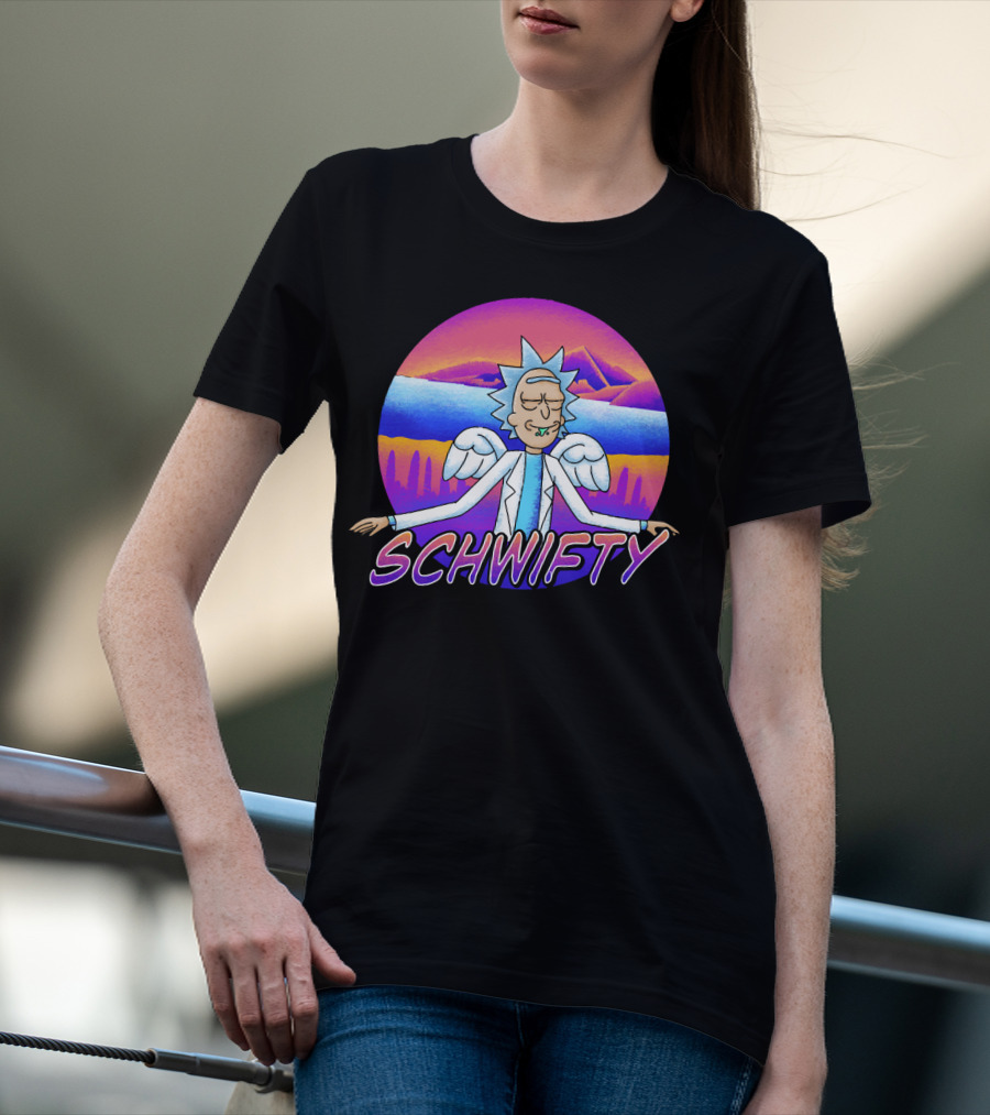 Rick And Morty Schwifty Angel Wings Psychedelic Sunset T-Shirt