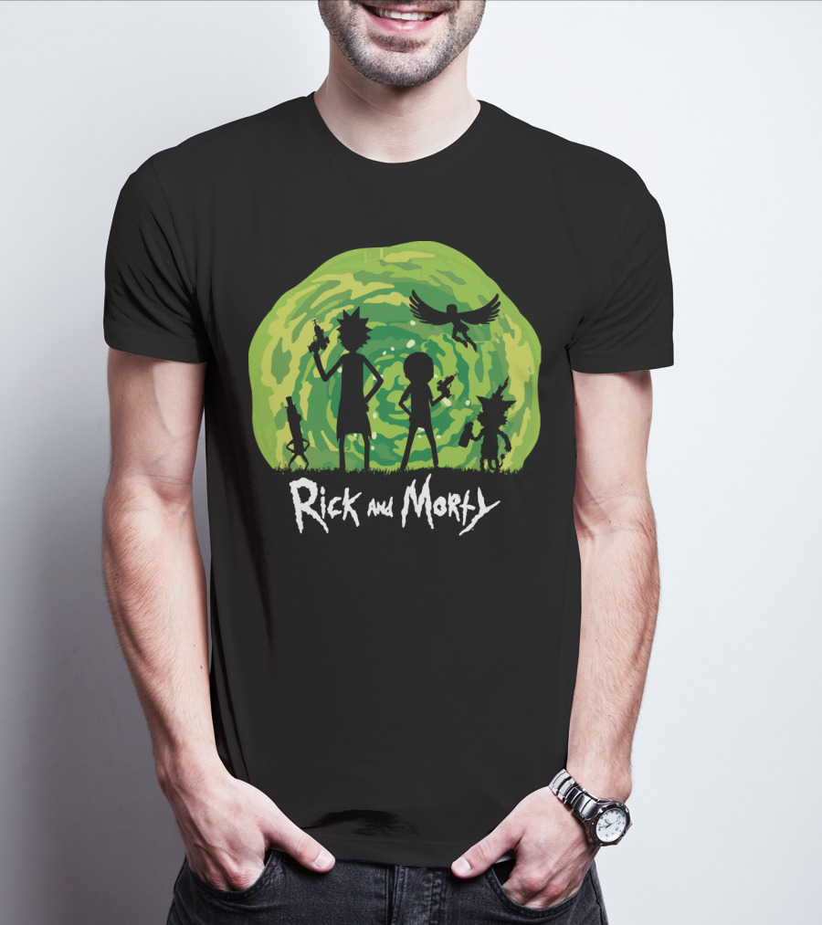 Rick And Morty Schwifty Patrol Silhouette Portal Adventure T-Shirt