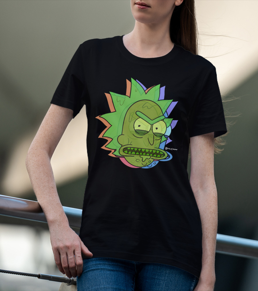 Toxic Rick Slime Face Multicolor Portal Fan T-Shirt