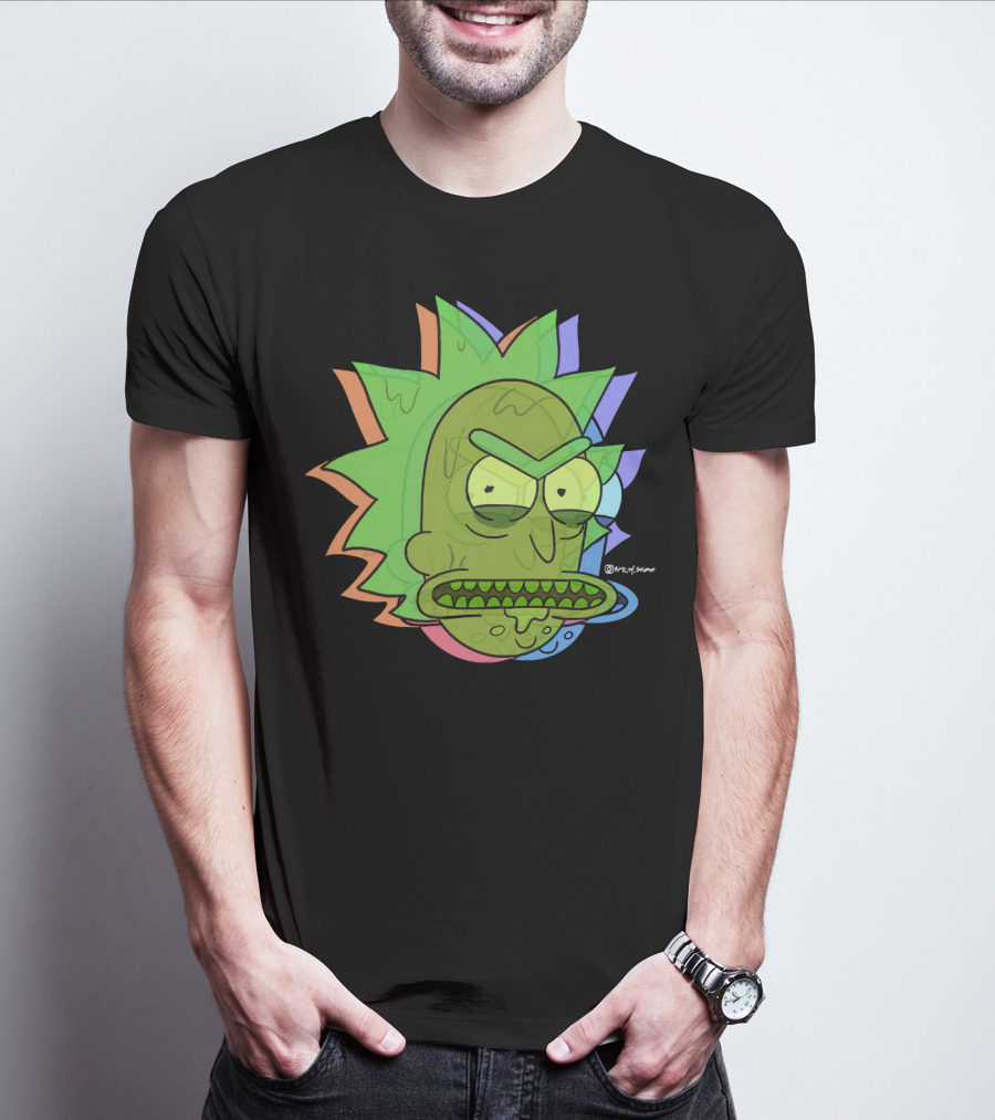 Toxic Rick Slime Face Multicolor Portal Fan T-Shirt
