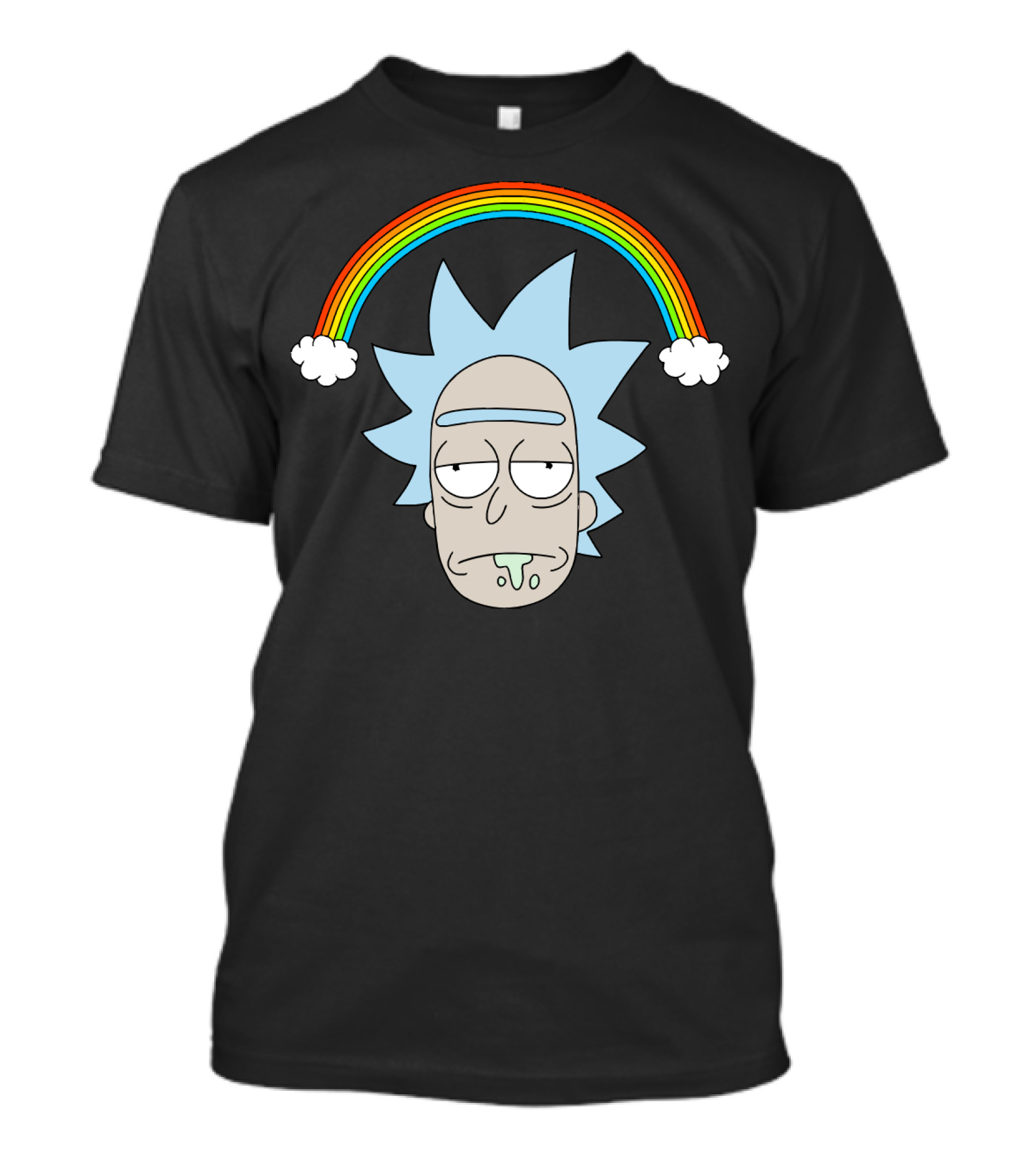 Rick Head With Rainbow And Clouds T-Shirt