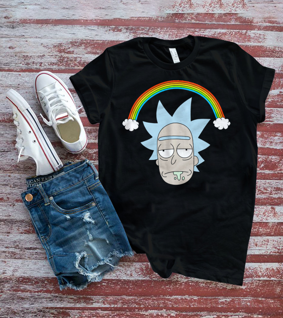 Rick Head With Rainbow And Clouds T-Shirt