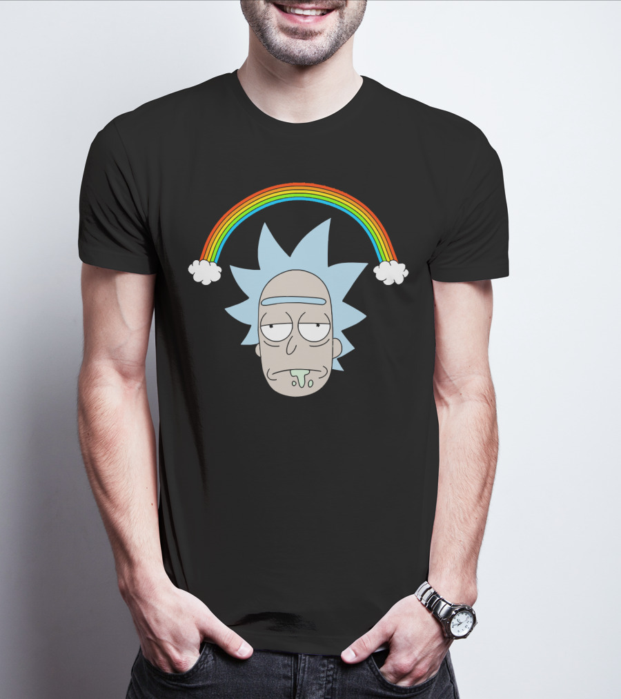 Rick Head With Rainbow And Clouds T-Shirt
