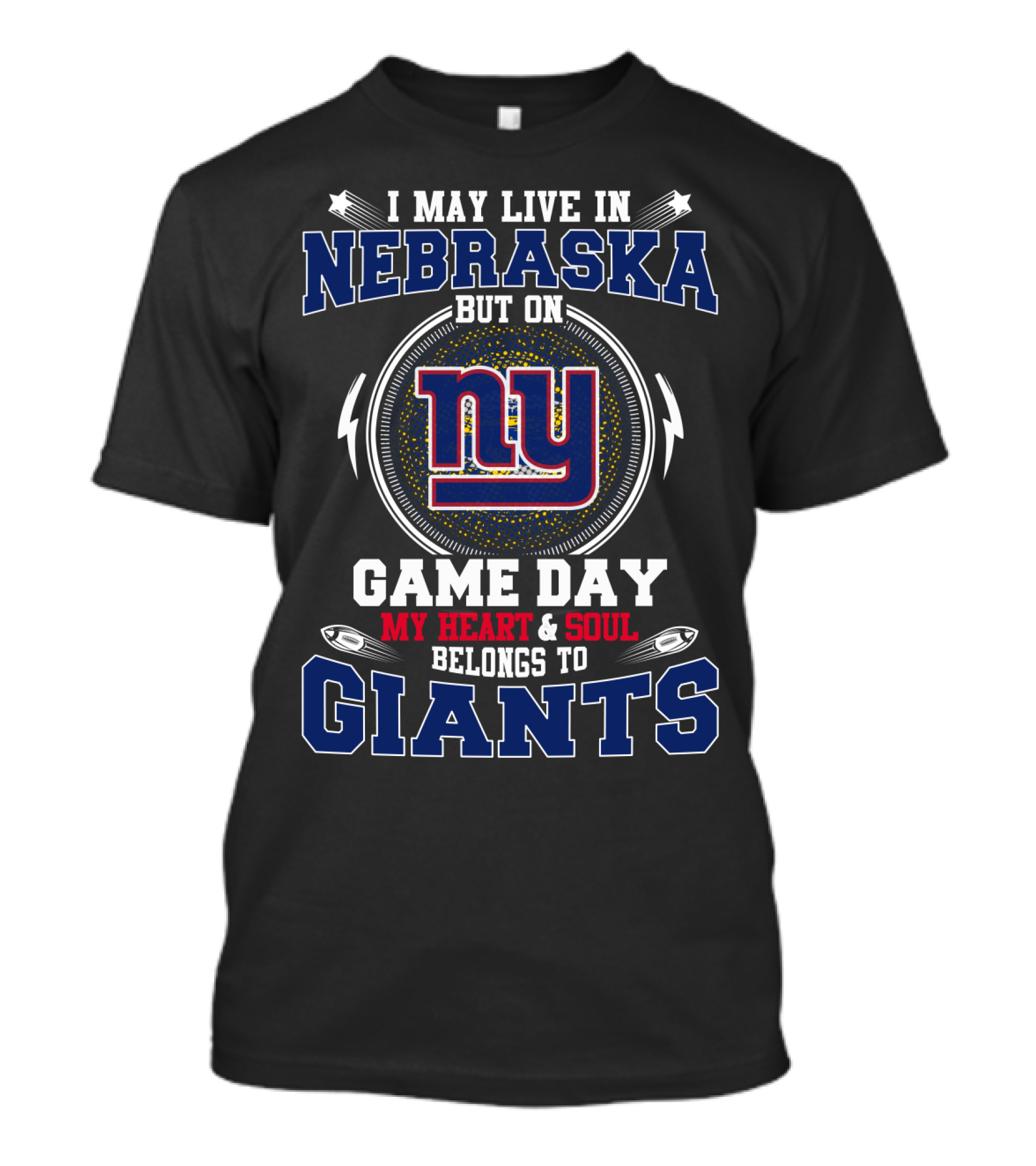 Nebraska Game Day Heart Soul Belongs To Giants Ny T-Shirt