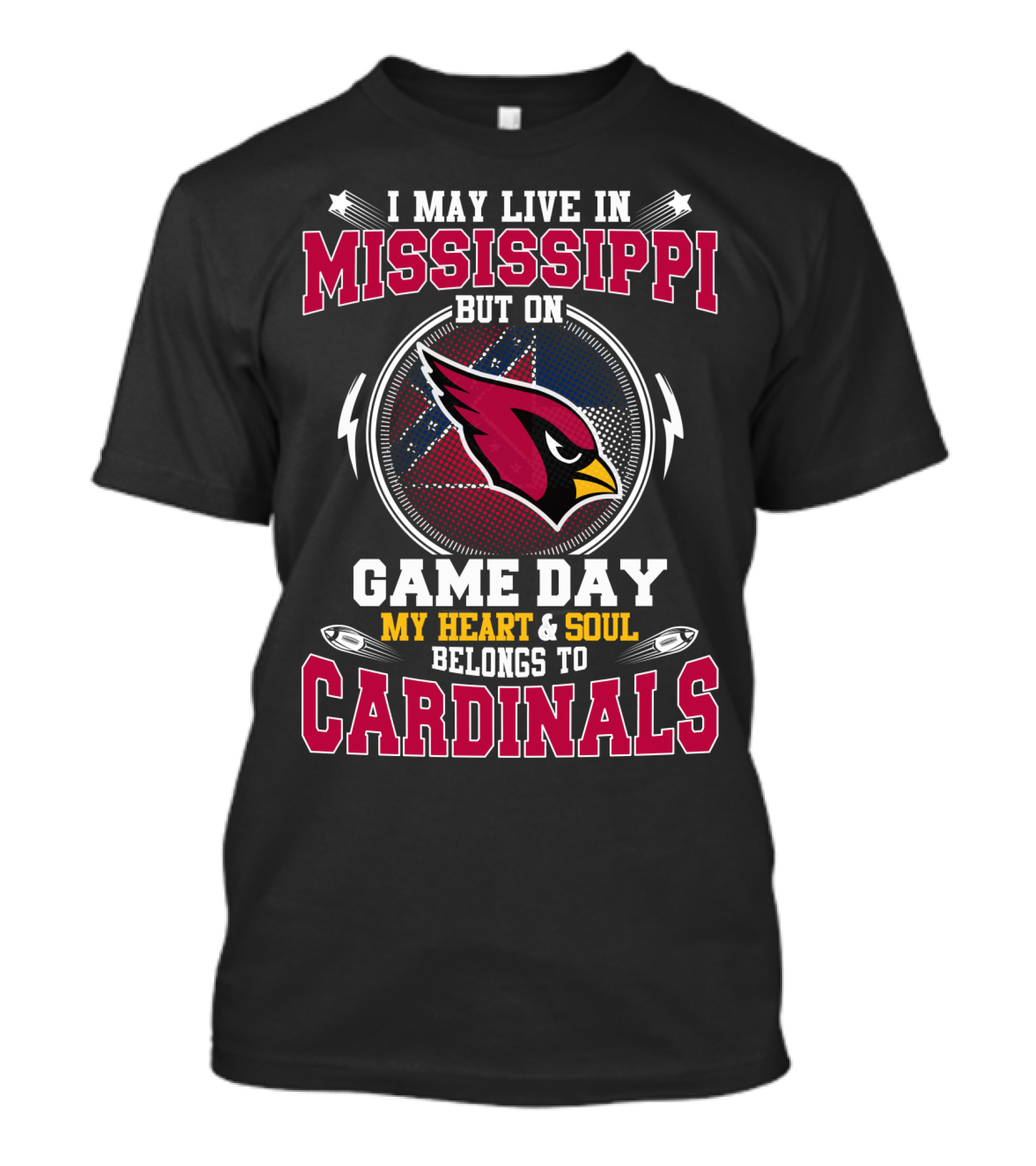Mississippi Heart Game Day Cardinals T-Shirt