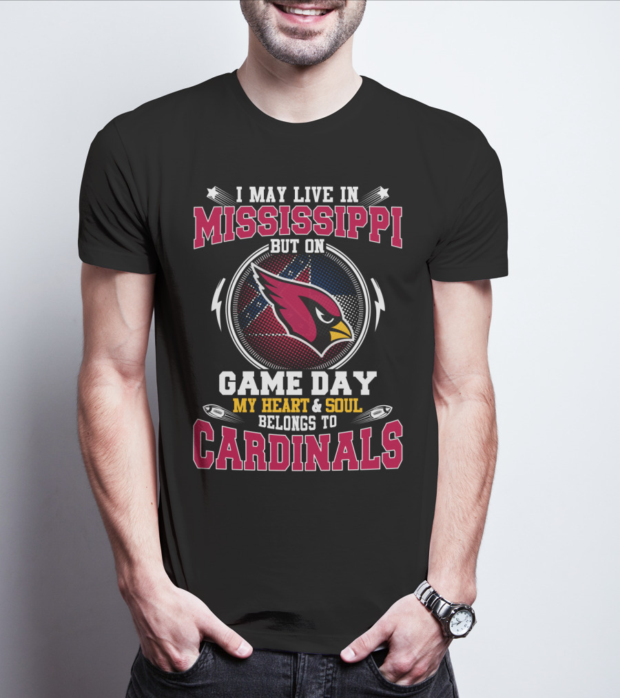 Mississippi Heart Game Day Cardinals T-Shirt