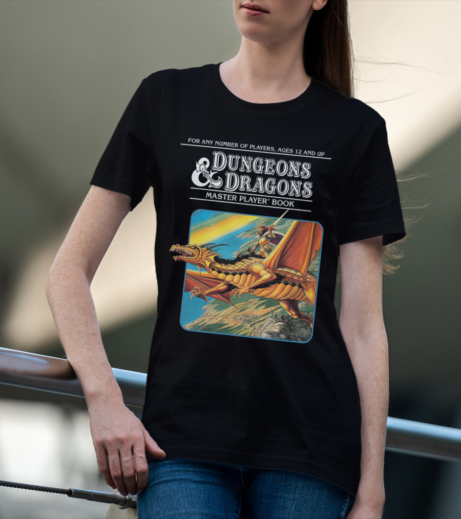 Dungeons And Dragons Master Player Book Vintage Dragon Rider Adventure T-Shirt