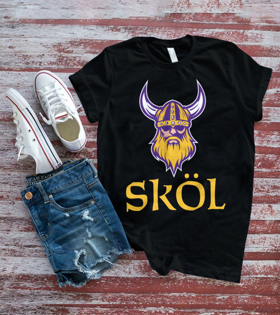 SKOL Viking Scandinavia Nordic Warrior Helmet With Horns T-Shirt