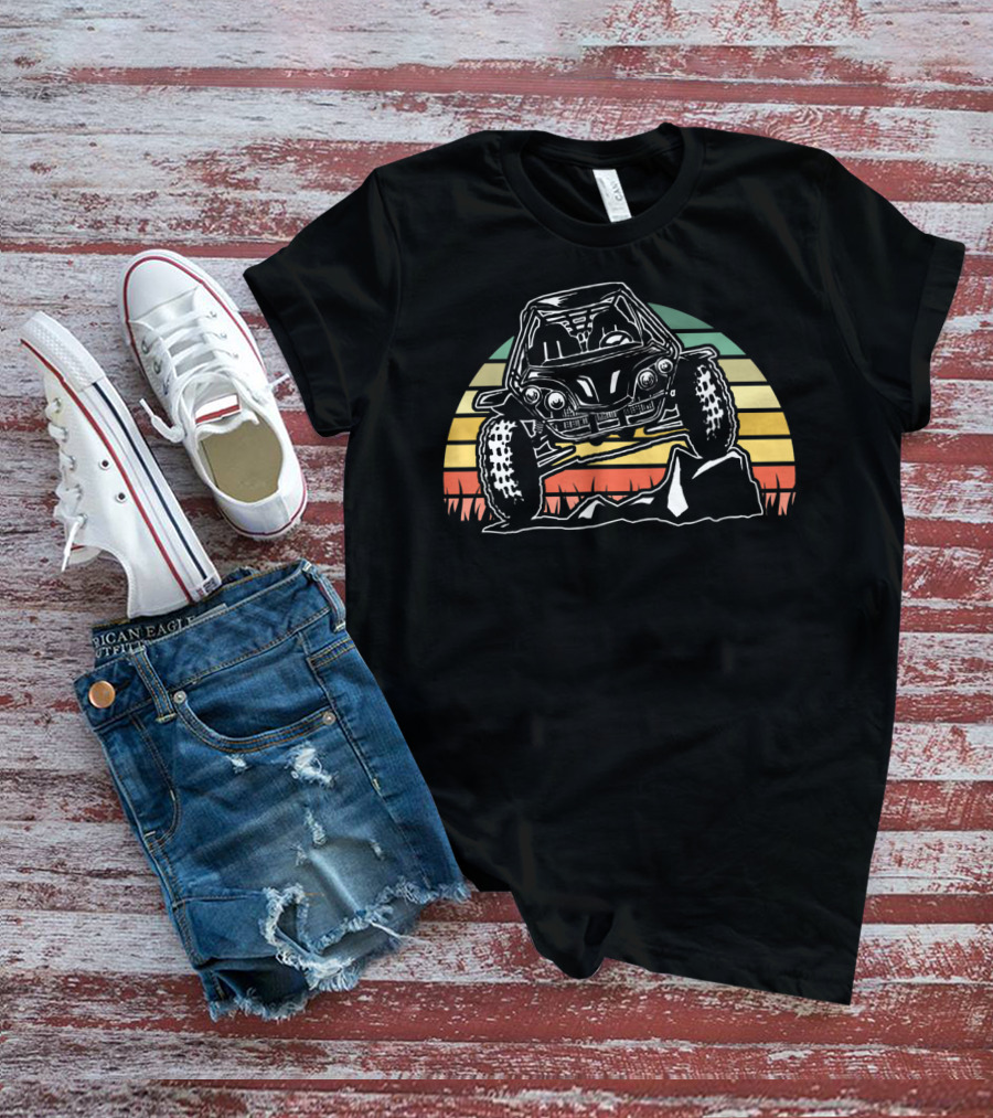 Desert ATV Dune Buggy Adventure Vintage Sunset Scene T-Shirt