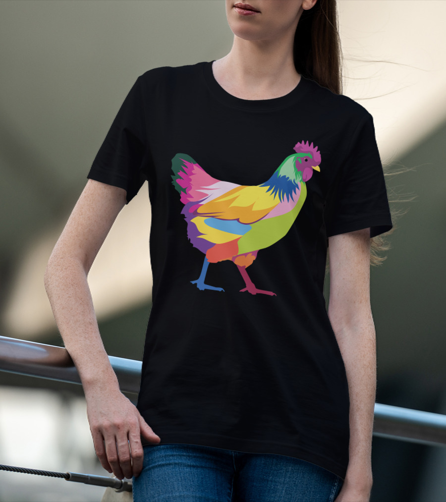 Colorful Rainbow Chicken Hen For Mama T-Shirt