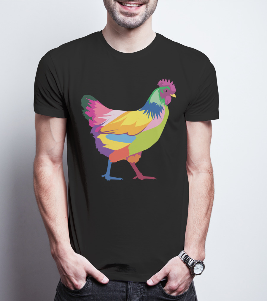 Colorful Rainbow Chicken Hen For Mama T-Shirt