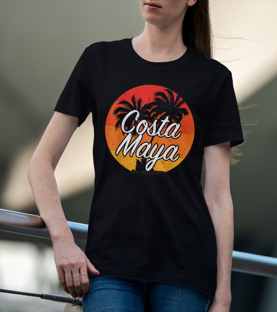 Costa Maya Mexico Vintage Sunset Palm Trees T-Shirt