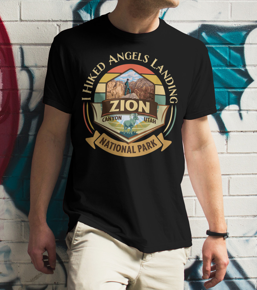 I Hiked Angels Landing Zion Canyon Utah National Park Vintage Sunset T-Shirt