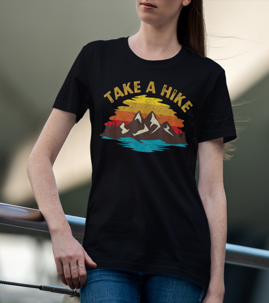Take A Hike Vintage Style Sunset Mountains Nature T-Shirt