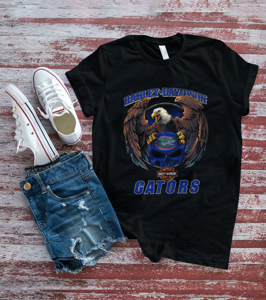 Harley Davidson Florida Gators Eagle And Skull T-Shirt