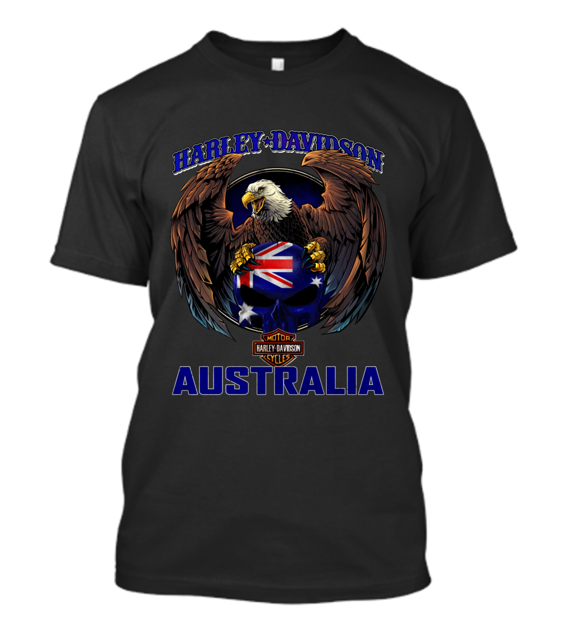 Harley Davidson Australia Motorcycles Eagle Flag T-Shirt