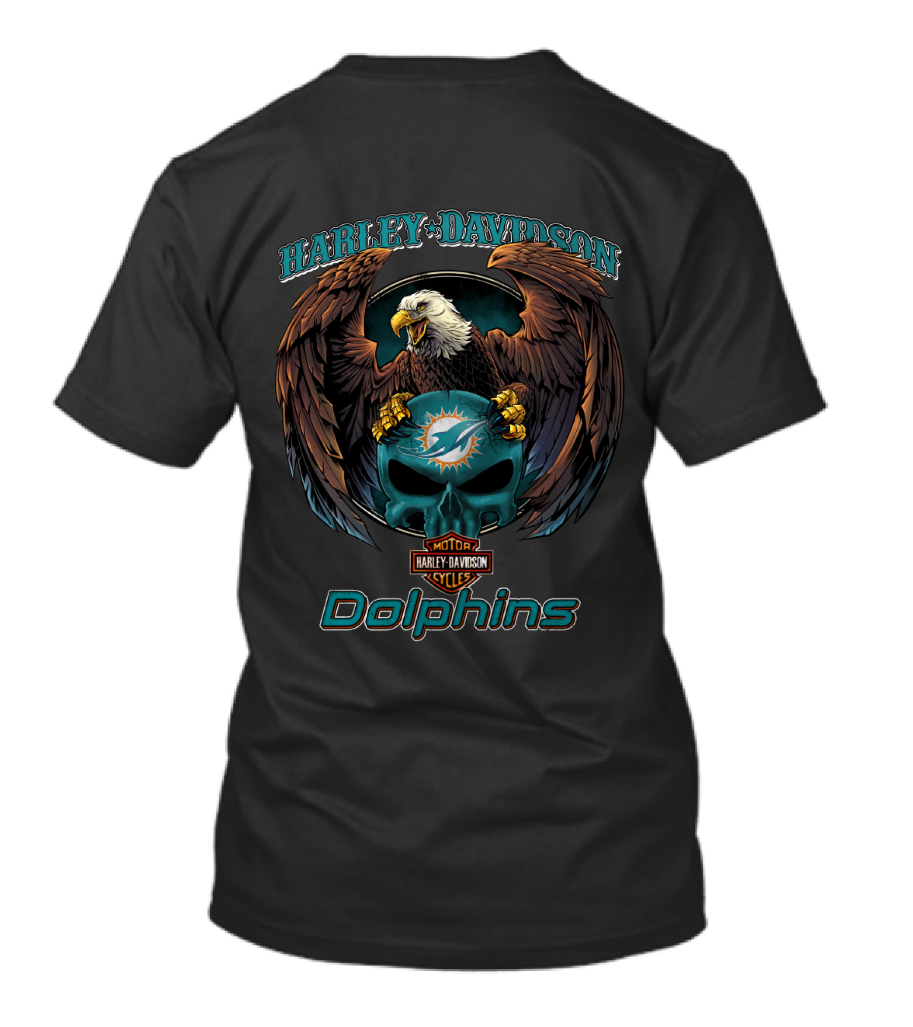 Harley Davidson Miami Dolphins Motor Cycles Eagle T-Shirt