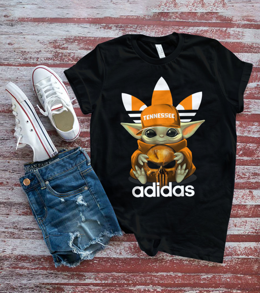 Tennessee Volunteers Baby Yoda Holding Skull T-Shirt