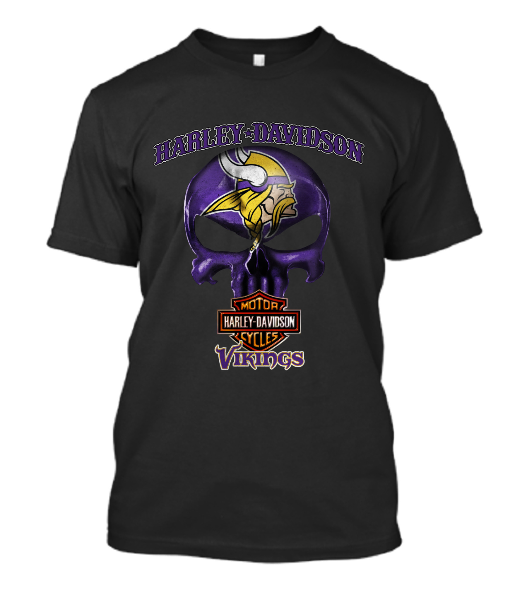 Harley Davidson Skull Minnesota Vikings T-Shirt