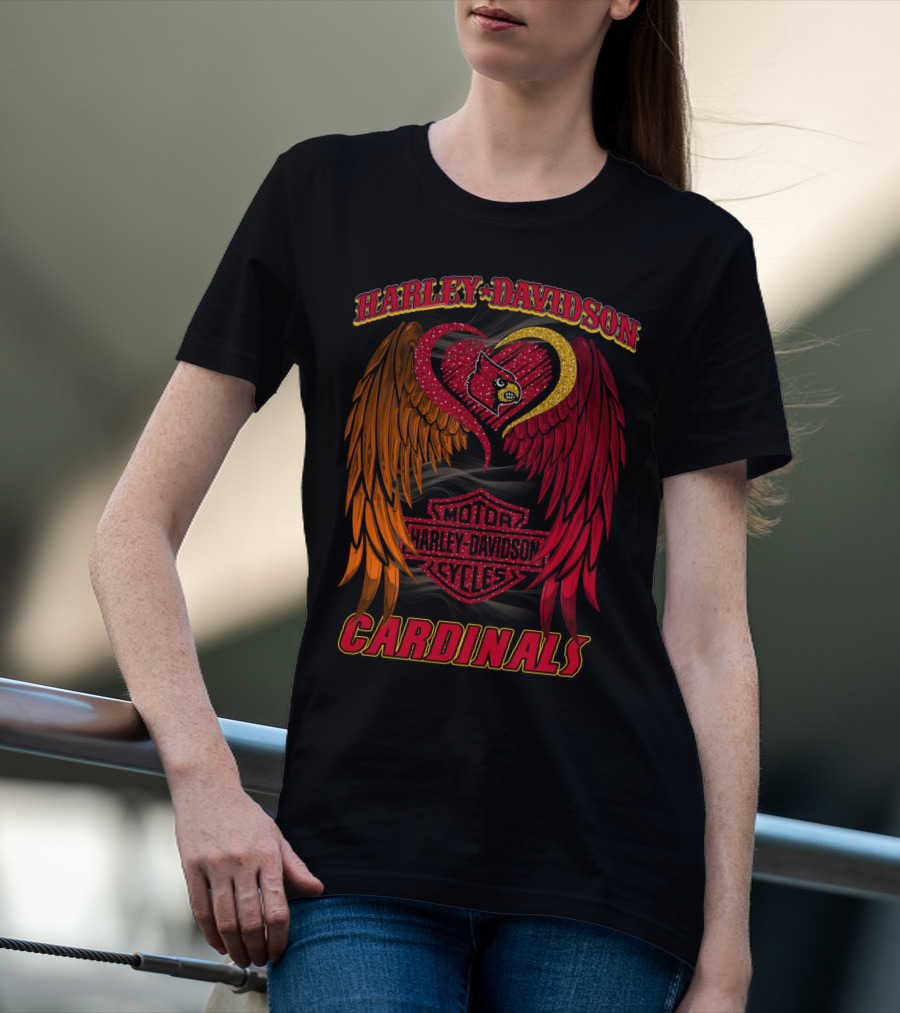 Harley Davidson Ncaa Louisville Cardinals Winged Heart T-Shirt