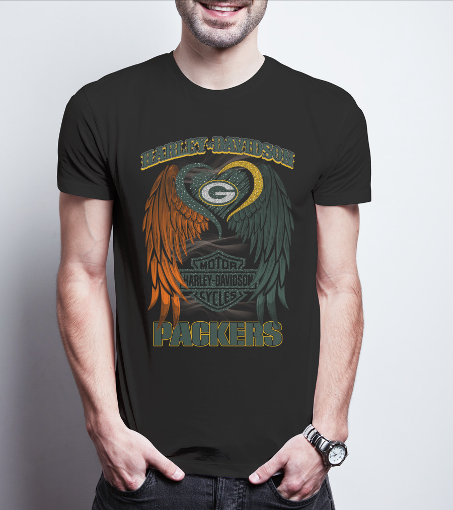 Harley Davidson Packers Motor Cycles Green Bay Nfl Hd2805 T-Shirt