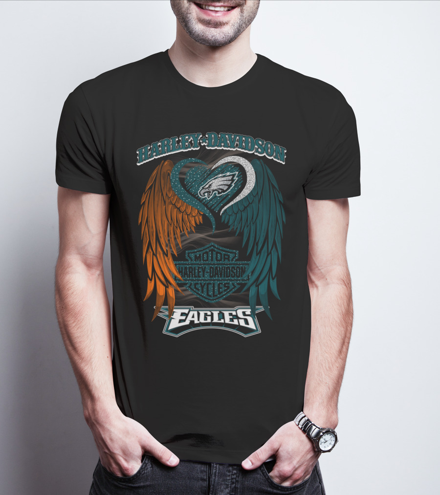 Harley Davidson Philadelphia Eagles Motor Cycles Nfl T-Shirt