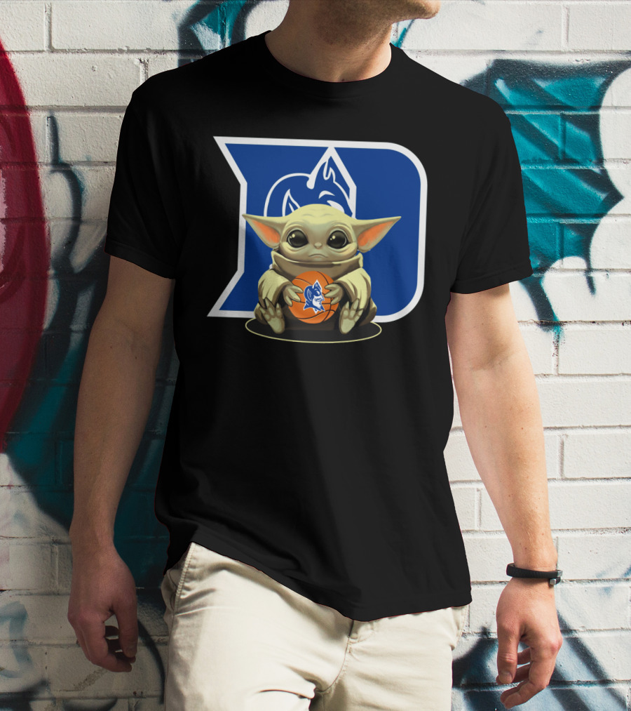 Baby Yoda Basketball With Duke Blue Devils T-Shirt