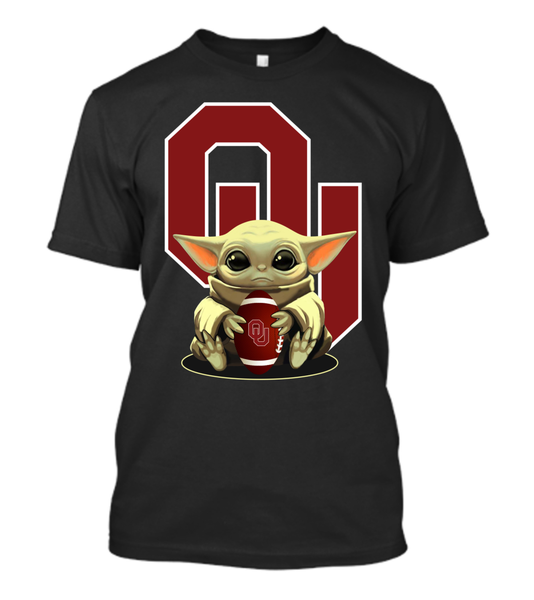 Baby Yoda OU Logo Football T-Shirt