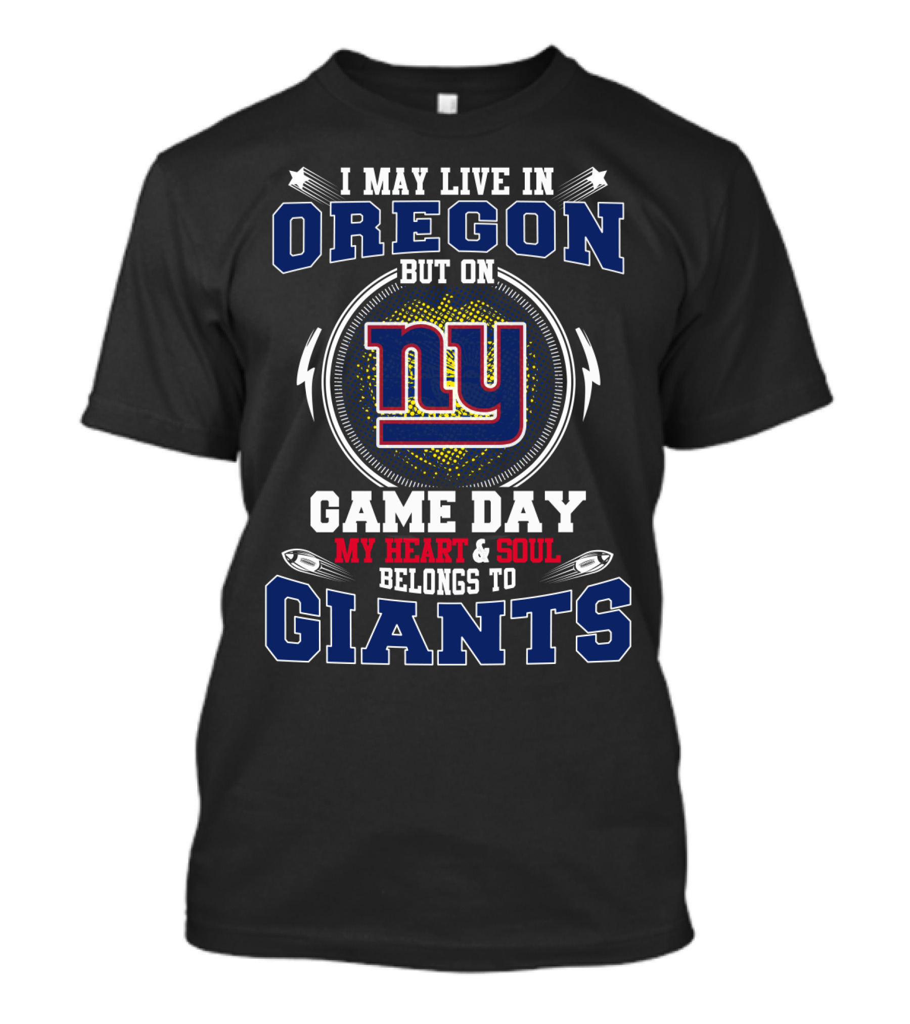 Oregon Resident New York Game Day My Heart Belongs To Giants T-Shirt