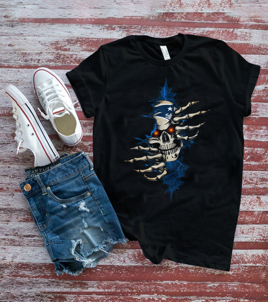 Skull Patriots Skeleton With Star And Stripes Helmet T-Shirt